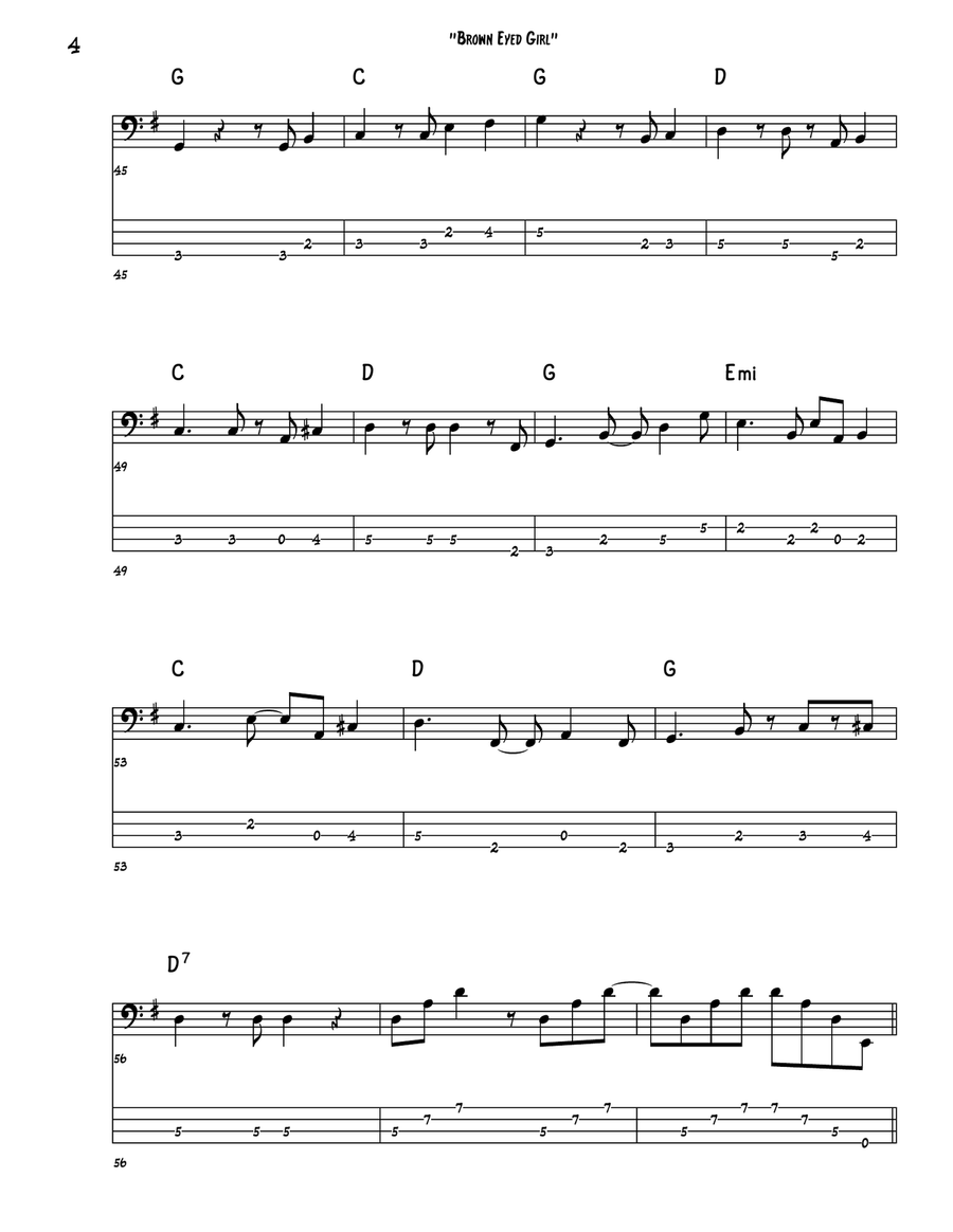 Brown Eyed Girl Brown Eyed Girl Guitar Tablature scores gallery preview page 4