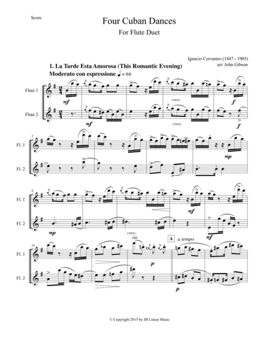 4 Cuban Dances by Cervantes for flute duet image number null