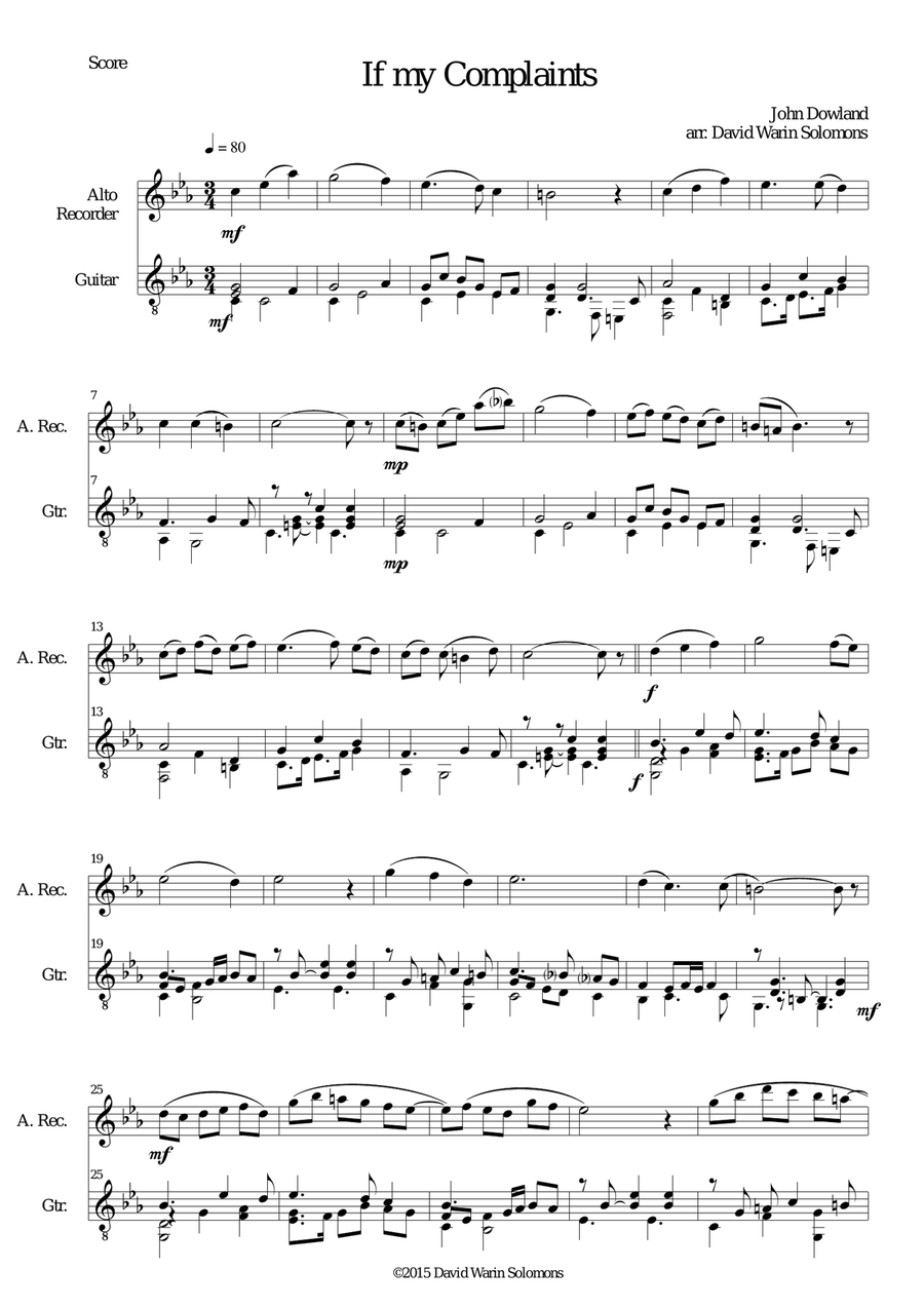 If my complaints for alto recorder and guitar Alto Recorder scores gallery preview page 1