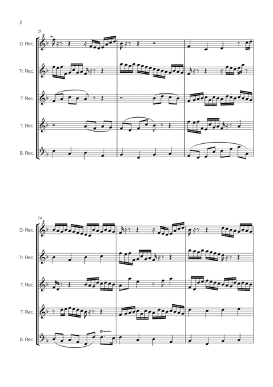 Canon and Gigue in D - recorder quintet Recorder scores gallery preview page 6