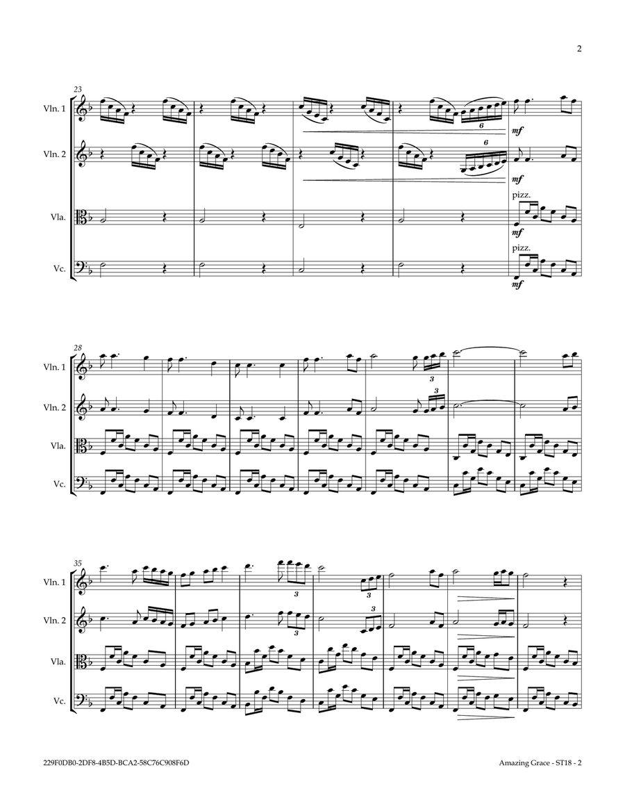 Amazing Grace String Quartet scores gallery preview page 3