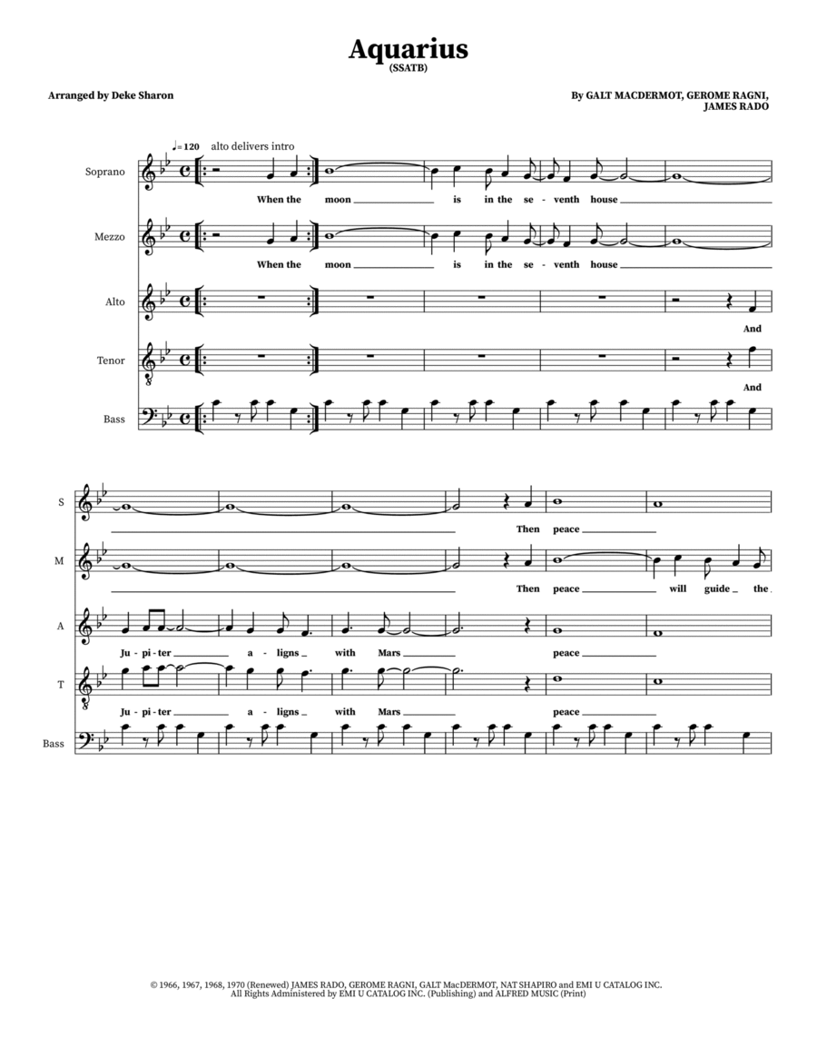 Aquarius Aquarius Choir scores gallery preview page 1
