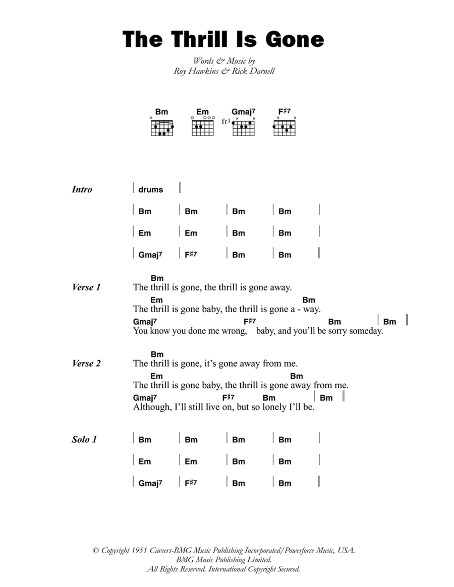 The Thrill Is Gone Electric Guitar scores gallery preview page 1