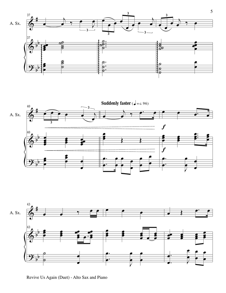 REVIVE US AGAIN (Duet – Alto Sax and Piano/Score and Parts) image number null