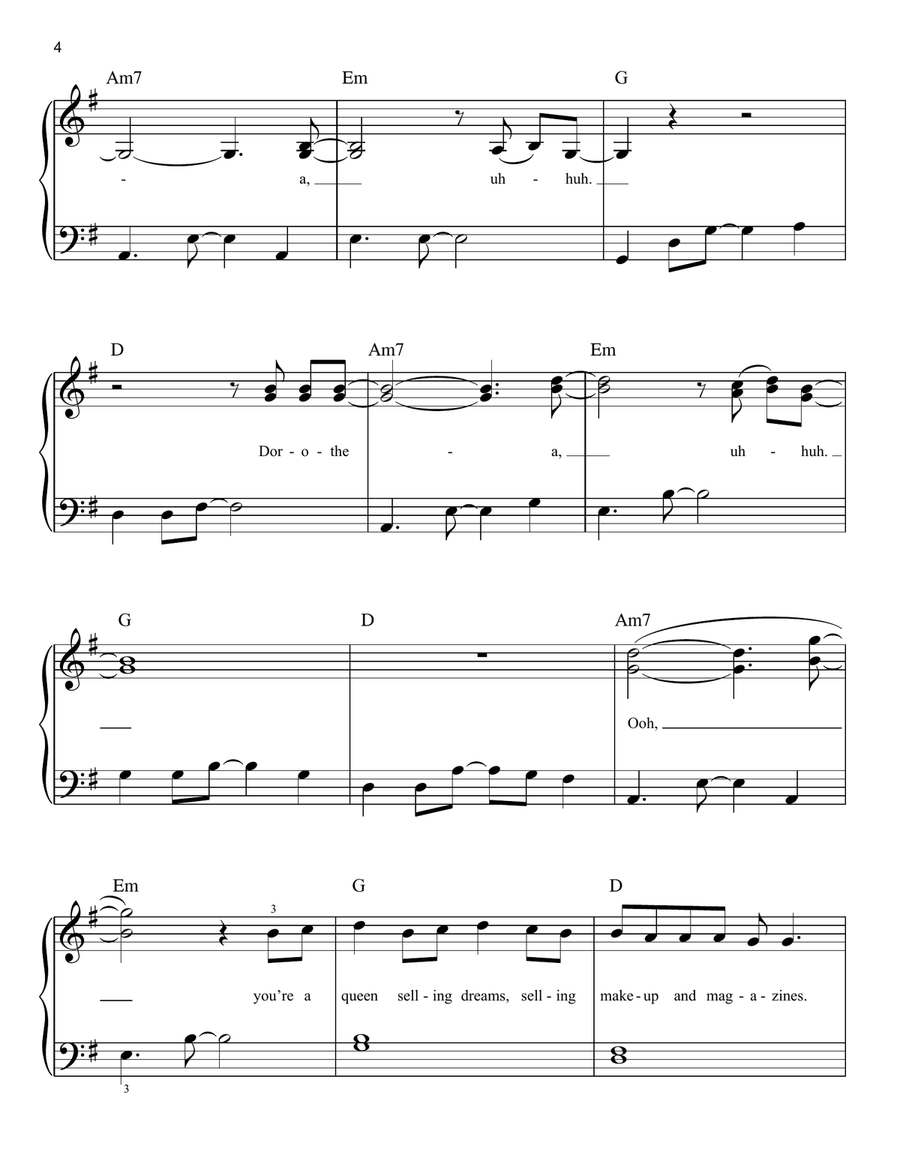 dorothea Easy Piano scores gallery preview page 4
