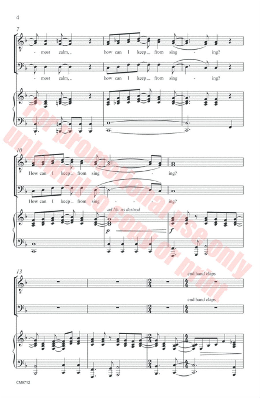 How Can I Keep From Singing? TTB scores gallery preview page 5