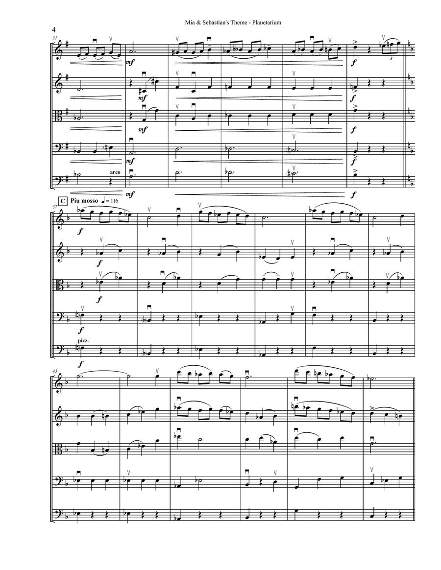 Mia & Sebastian's Theme String Orchestra scores gallery preview page 4