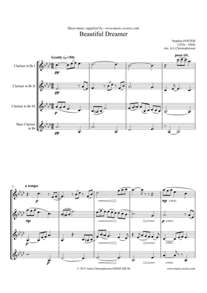 Beautiful Dreamer - Clarinet Quartet image number null
