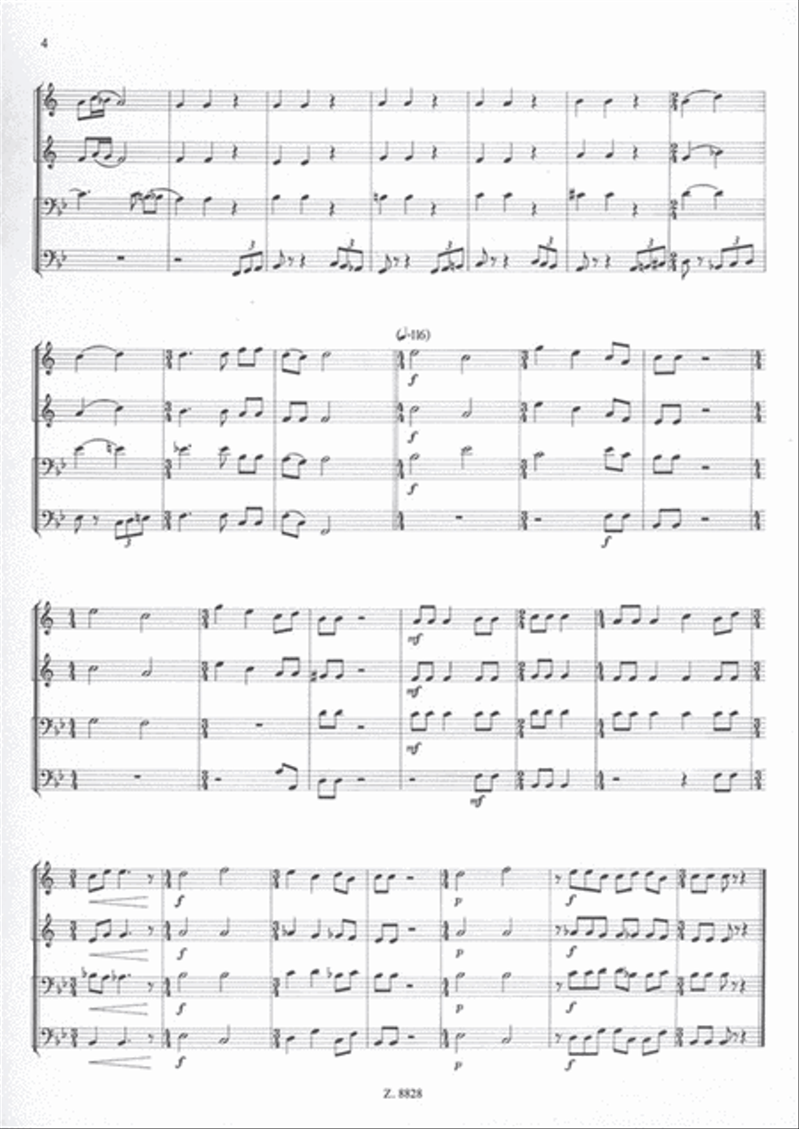 Quartettino für zwei Trompeten und zwei Posaunen Brass Quartet scores gallery preview page 3