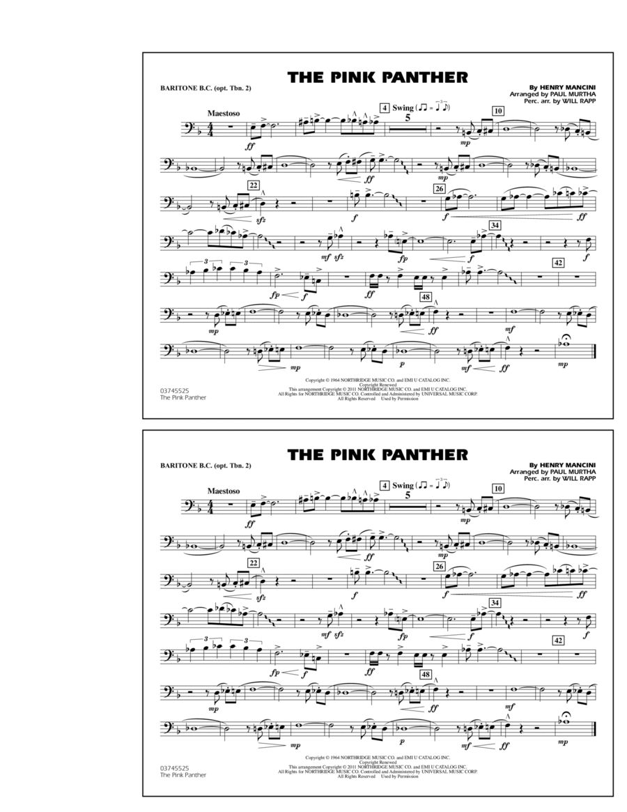 The Pink Panther - Baritone B.C. (Opt. Tbn. 2)