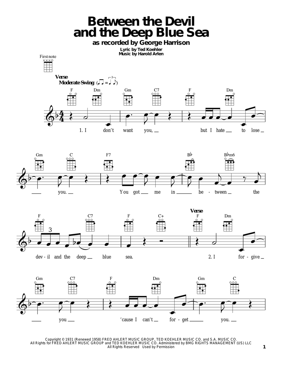 Between The Devil And The Deep Blue Sea Ukulele scores gallery preview page 1