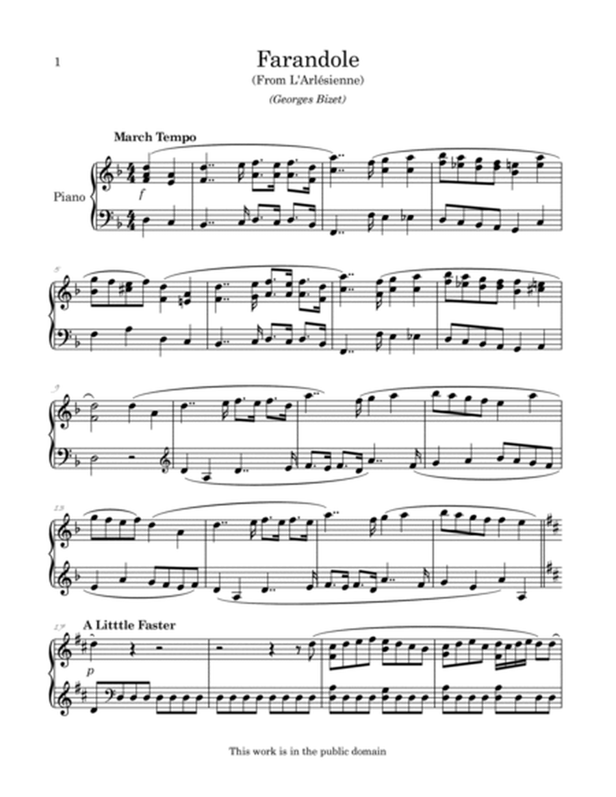 Farandole (from Bizet's L'Arlesienne) arranged for intermediate piano image number null
