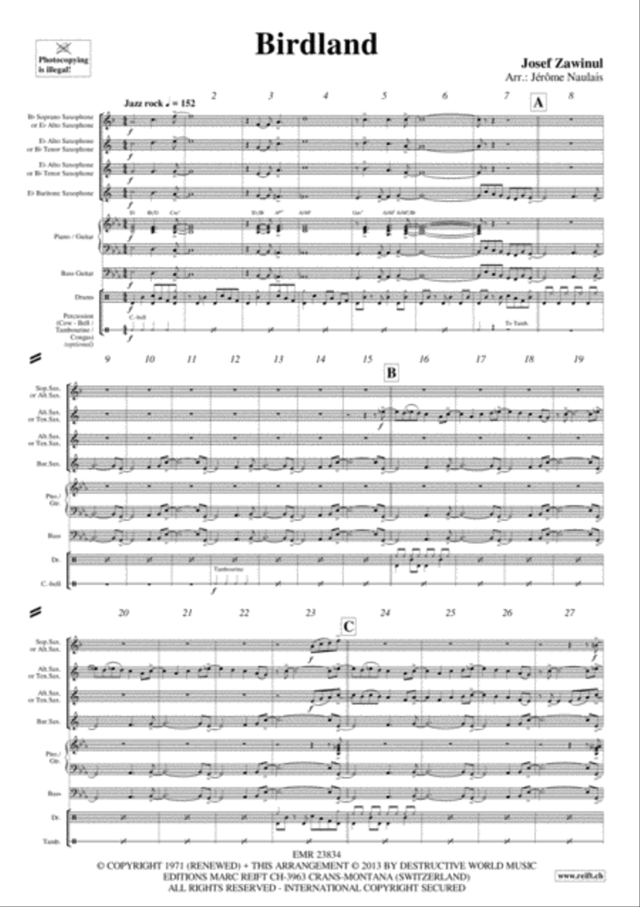 Birdland Birdland Saxophone Ensemble scores gallery preview page 3