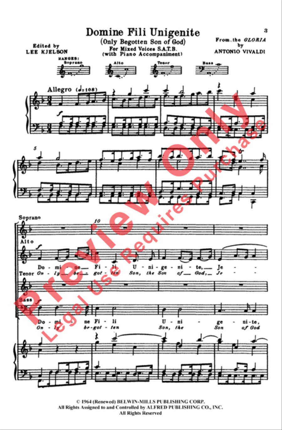 Domine Fili Unigenite (Only Begotten Son of God) 4-Part scores gallery preview page 3