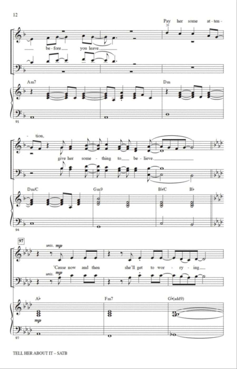 Tell Her About It (arr. Jack Zaino) 4-Part scores gallery preview page 10