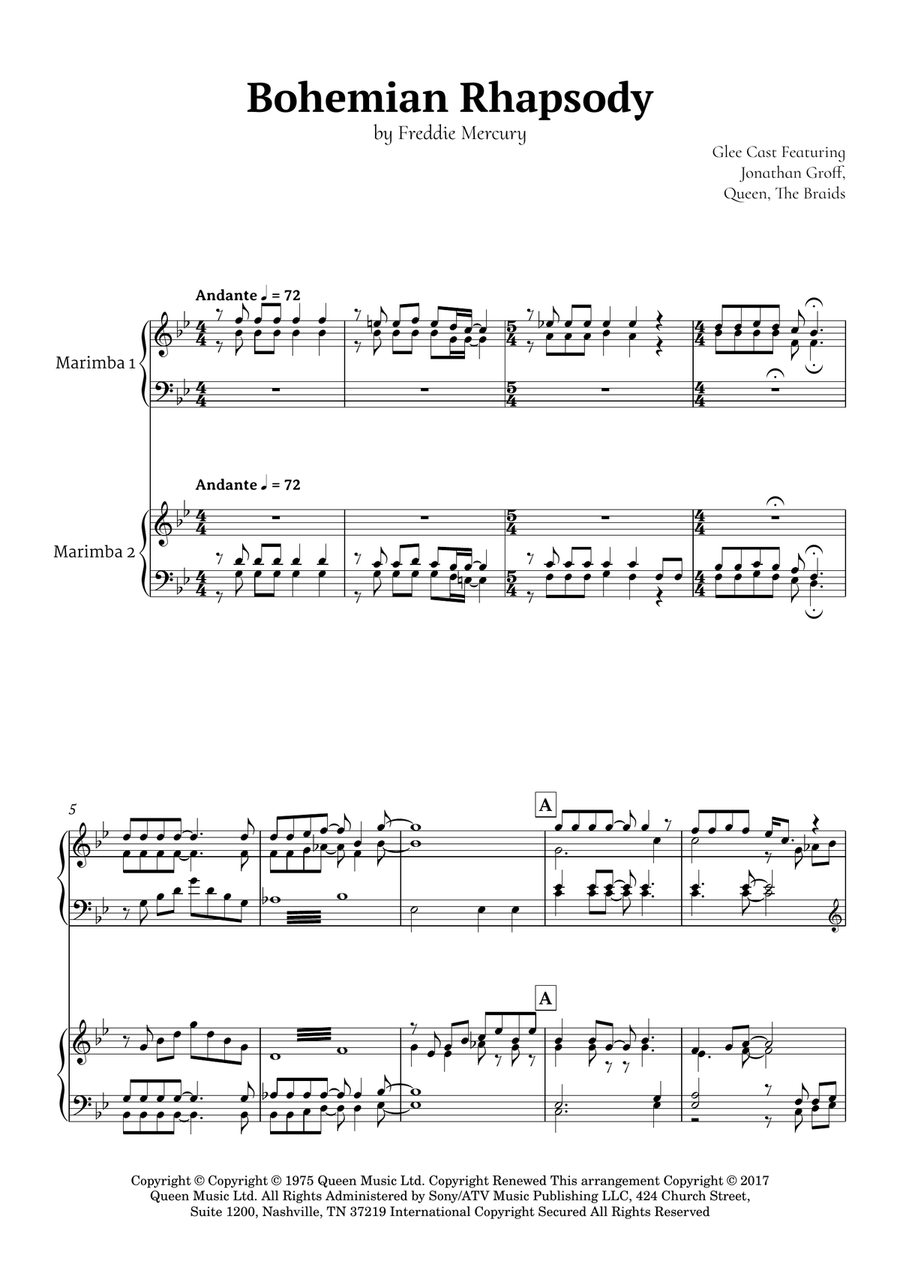 Bohemian Rhapsody Marimba scores gallery preview page 2