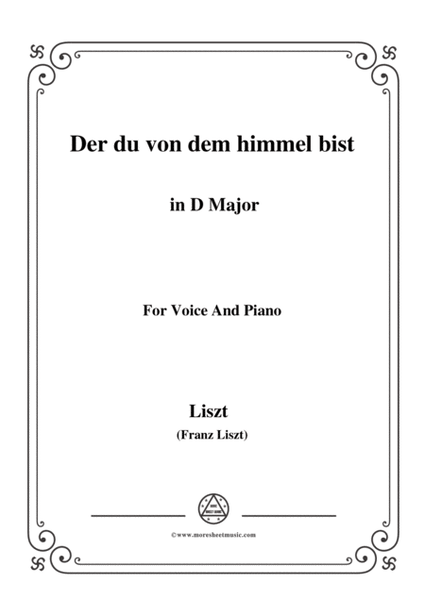 Liszt-Der du von dem himmel bist in D Major,for Voice and Piano image number null