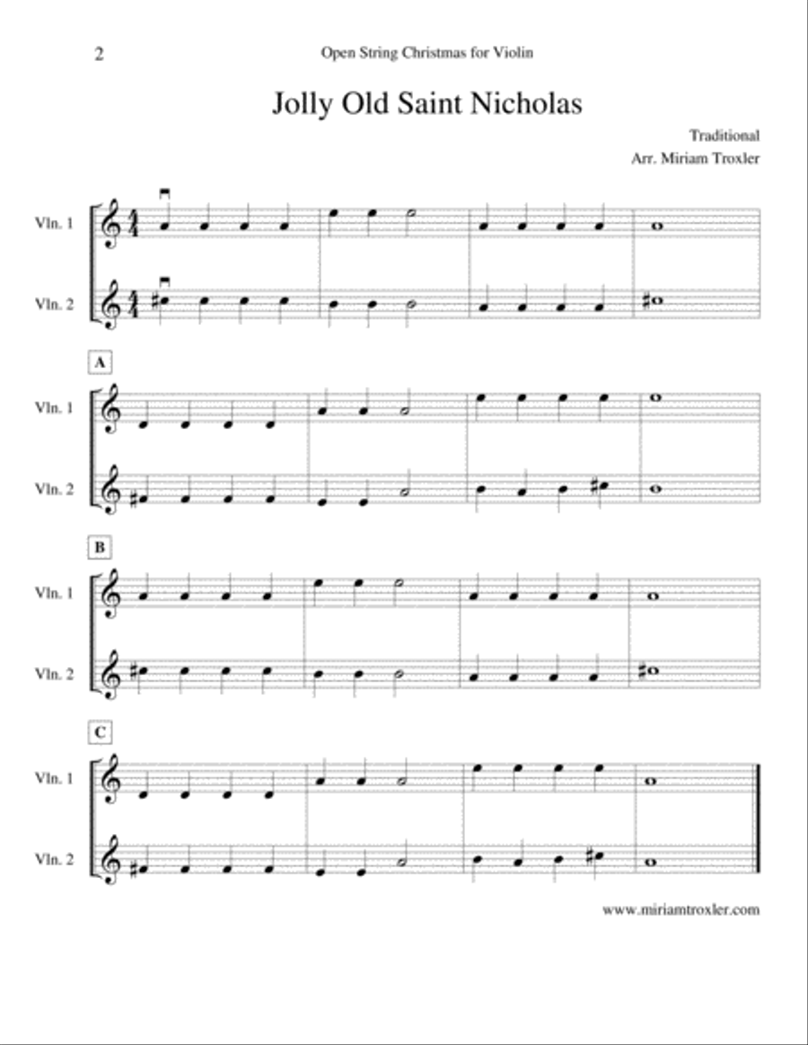 Open String Christmas for Violin Violin Solo scores gallery preview page 2