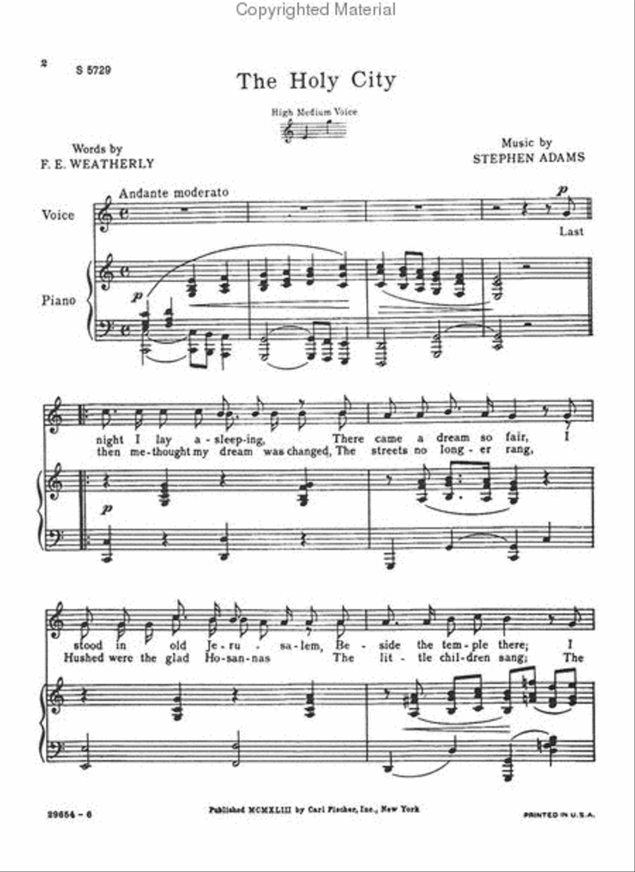 The Holy City Medium Voice scores gallery preview page 2