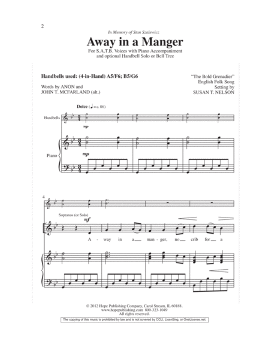 Away in a Manger 4-Part scores gallery preview page 3