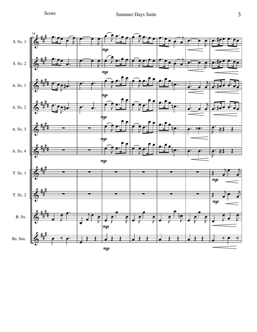 Summer Days - I. In a Country Lane Woodwind Ensemble scores gallery preview page 3