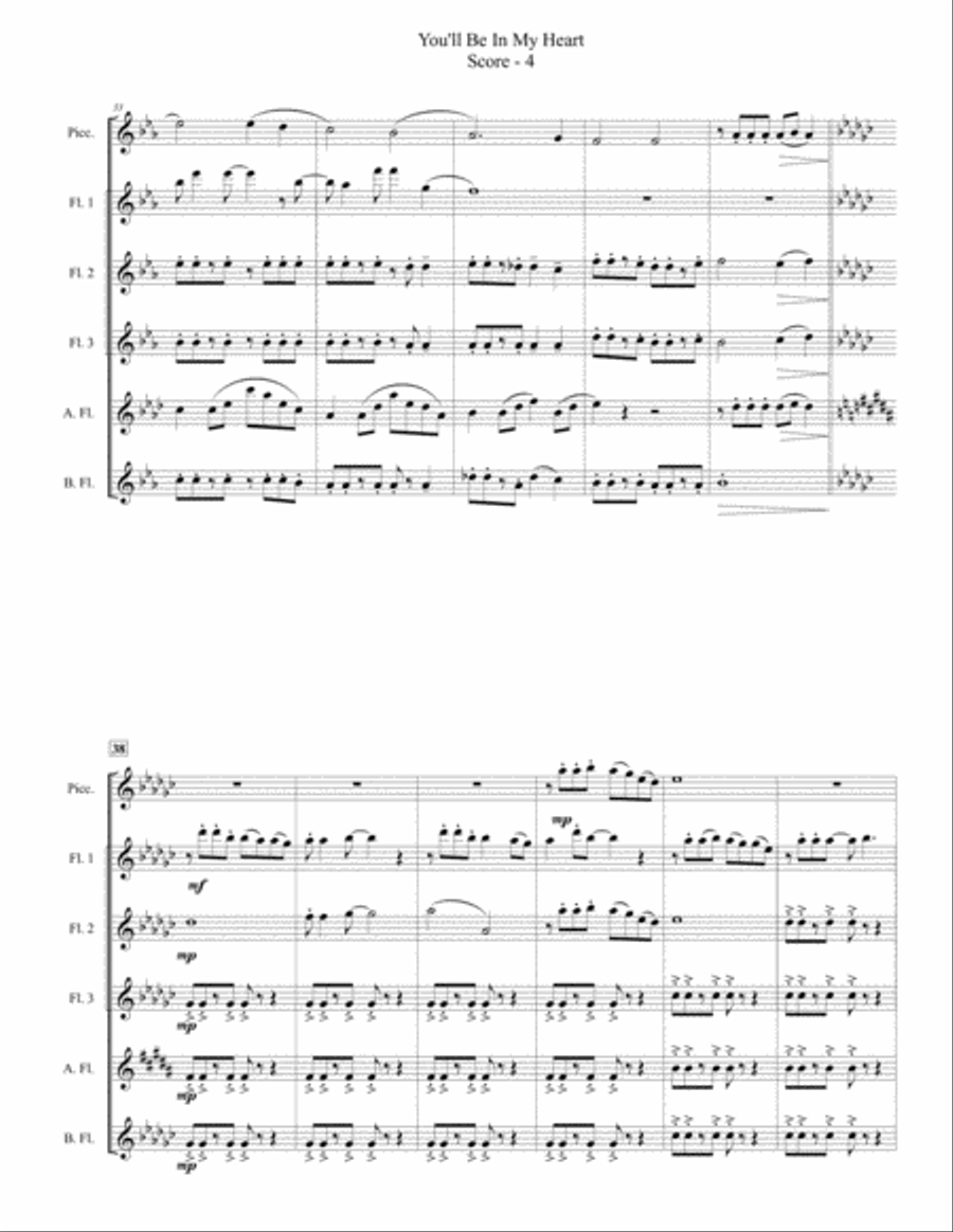 You'll Be In My Heart You'll Be In My Heart Flute Choir scores gallery preview page 4