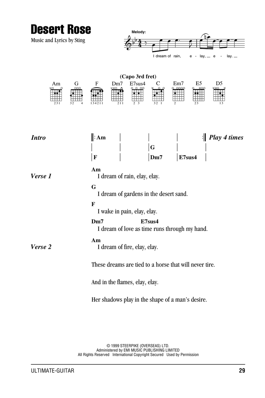 Desert Rose Acoustic Guitar scores gallery preview page 1