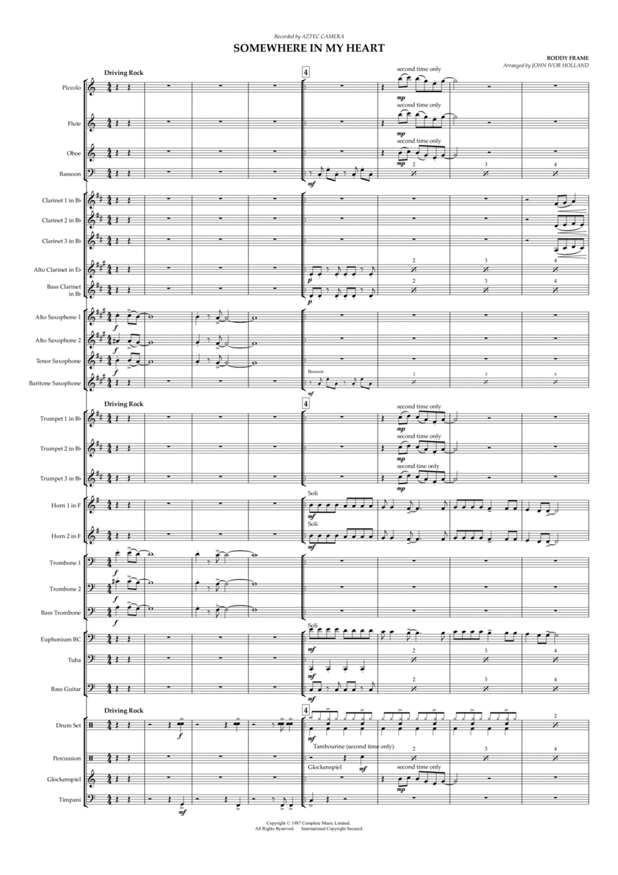 Somewhere In My Heart Concert Band scores gallery preview page 1