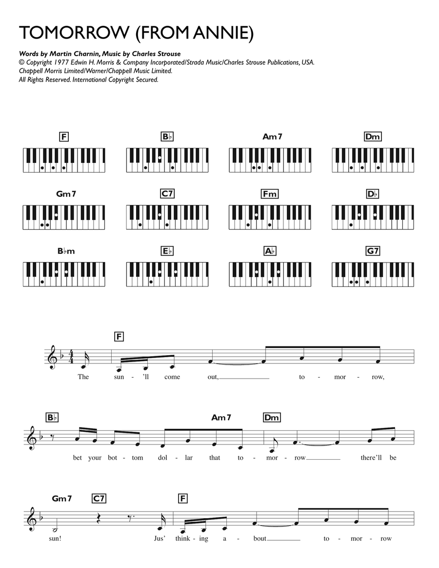 Tomorrow (from Annie) Piano Solo scores gallery preview page 1