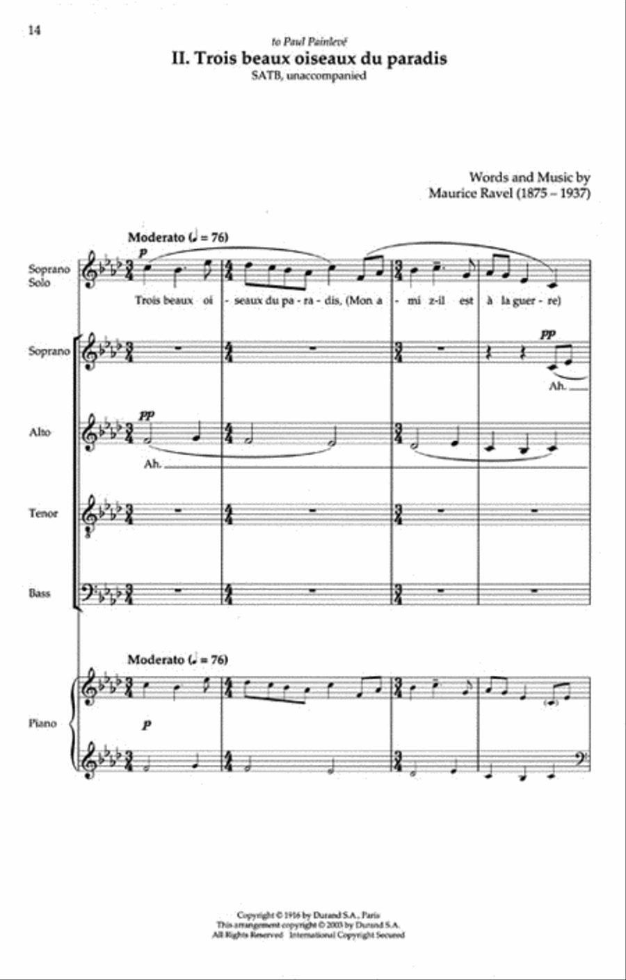 Trois Chansons 4-Part scores gallery preview page 3