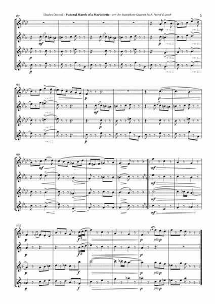 Gounod - Funeral March of a Marionette - Sax Quartet, score and parts image number null