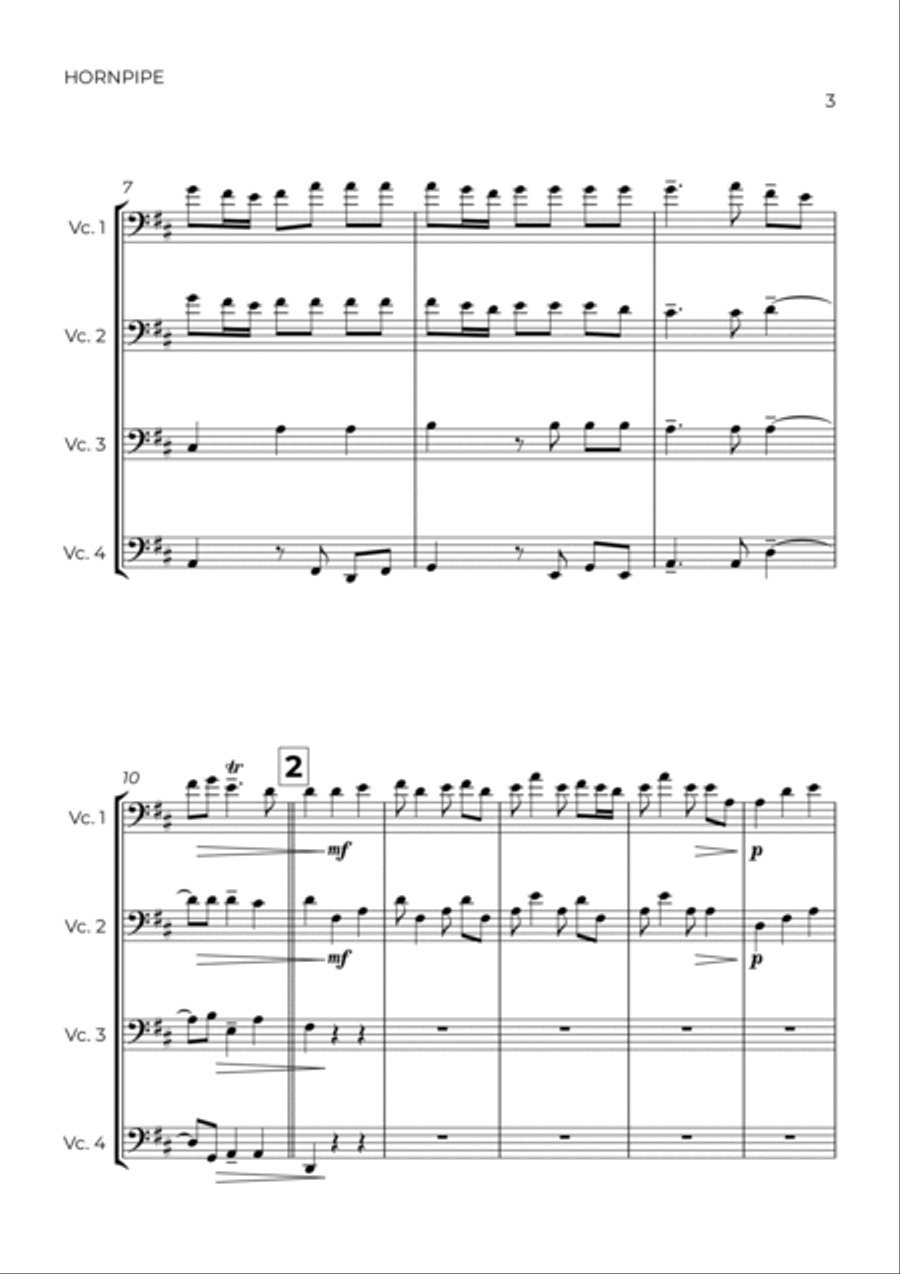 HORNPIPE - HANDEL - CELLO QUARTET.pdf String Quartet scores gallery preview page 3