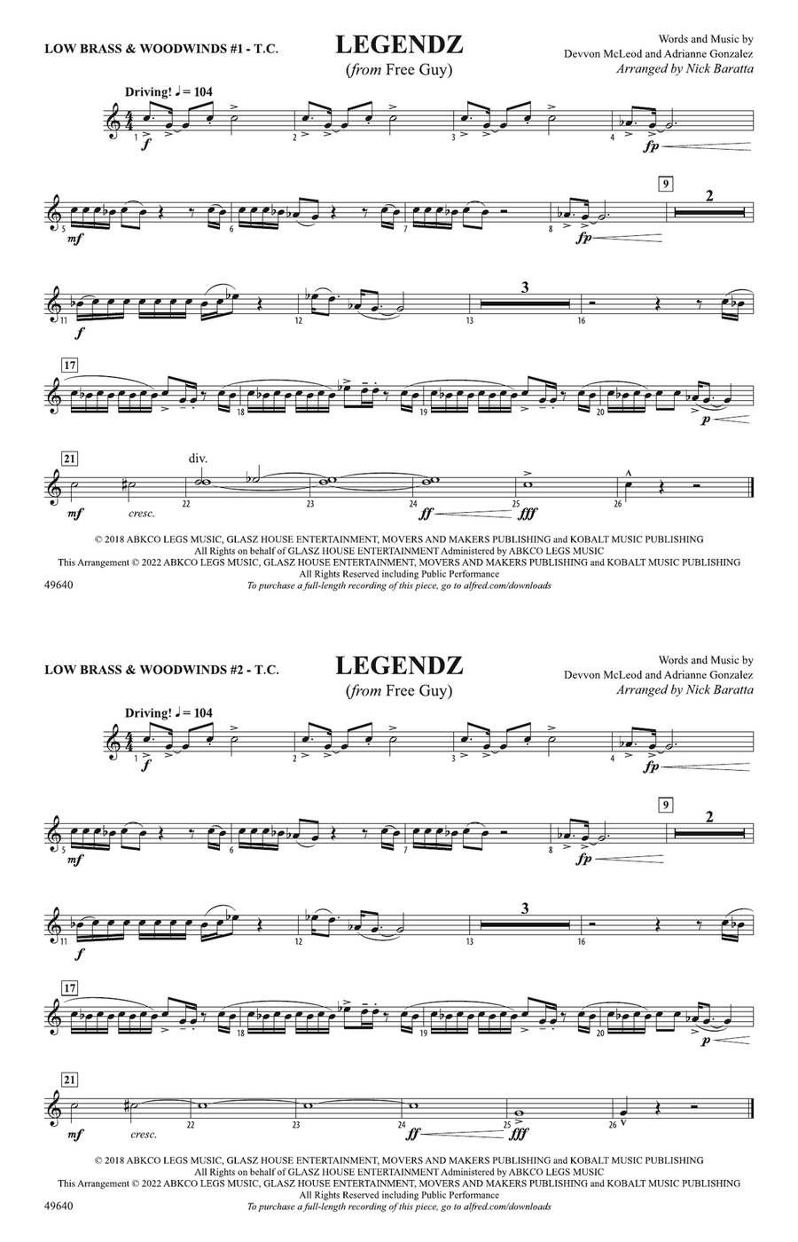 Legendz: Low Brass & Woodwinds #1 - Treble Clef