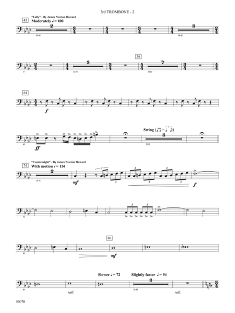 Fantastic Beasts: The Secrets of Dumbledore: 3rd Trombone Concert Band scores gallery preview page 2
