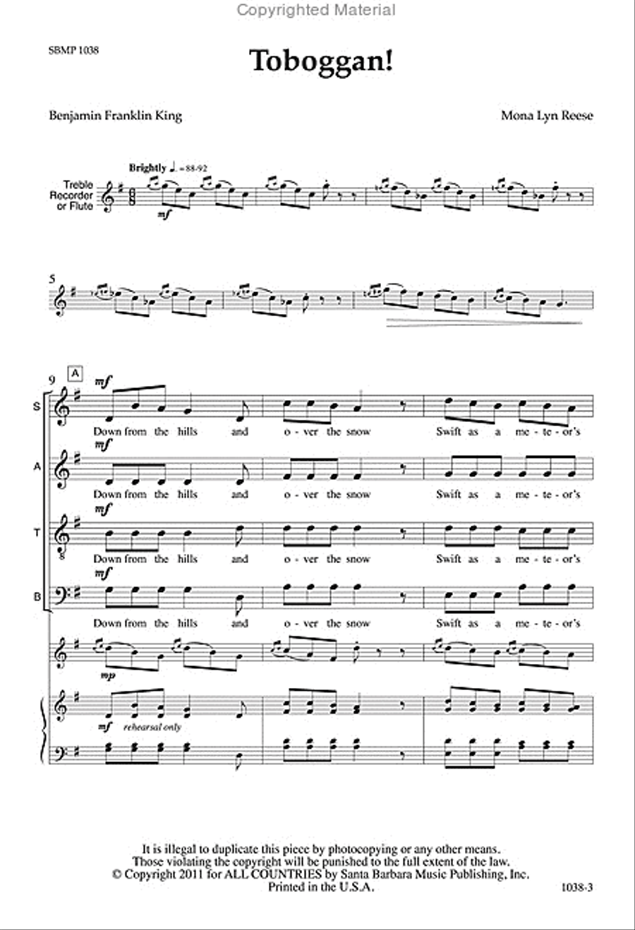 Toboggan! - SATB Octavo Toboggan! - SATB Octavo 4-Part scores gallery preview page 2