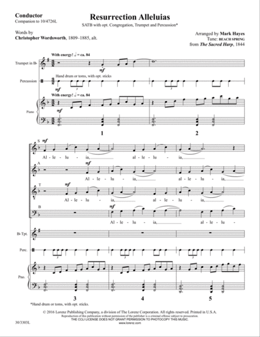 Resurrection Alleluias - Trumpet and Hand Drum Score and Parts Choir scores gallery preview page 4