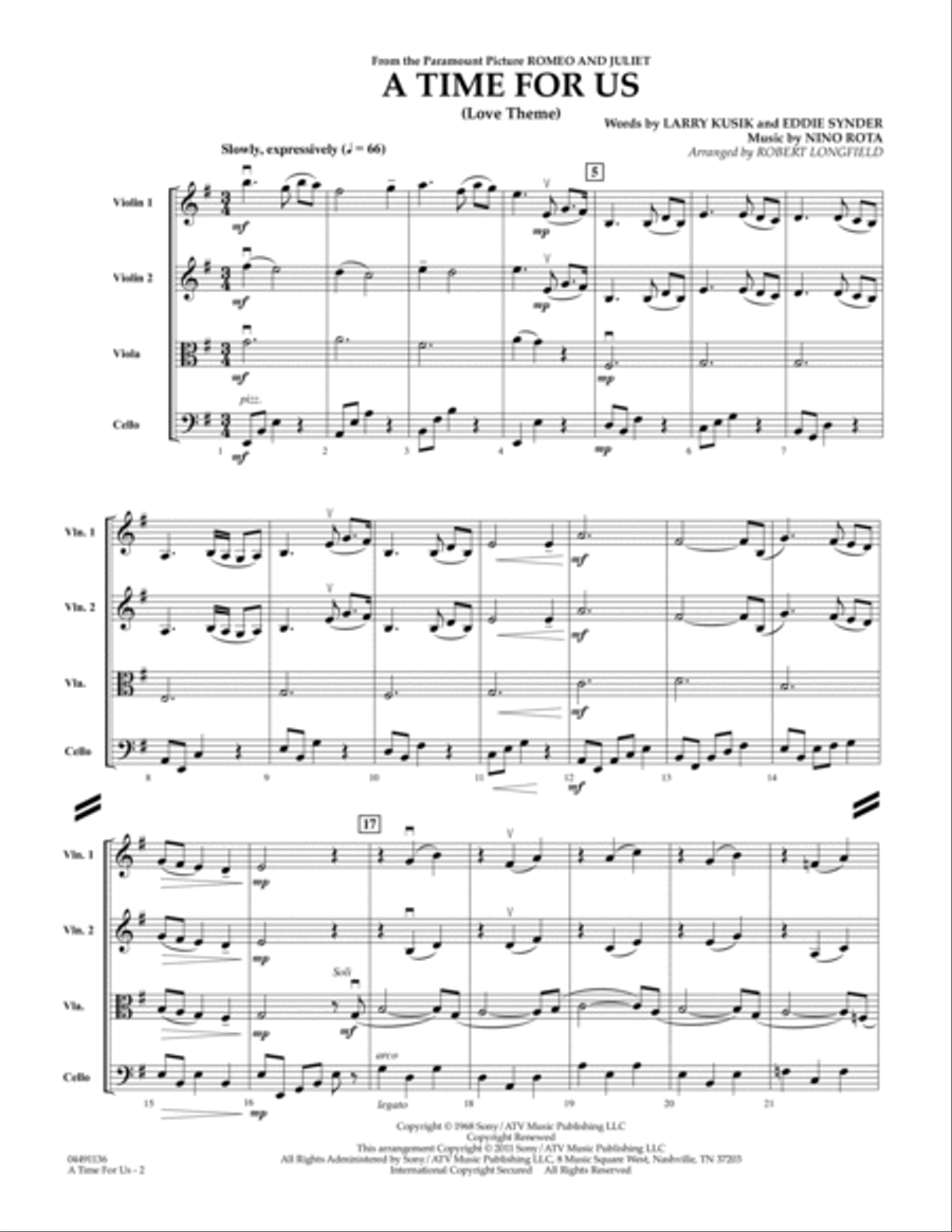 A Time for Us (from Romeo and Juliet) - Full Score String Quartet scores gallery preview page 2