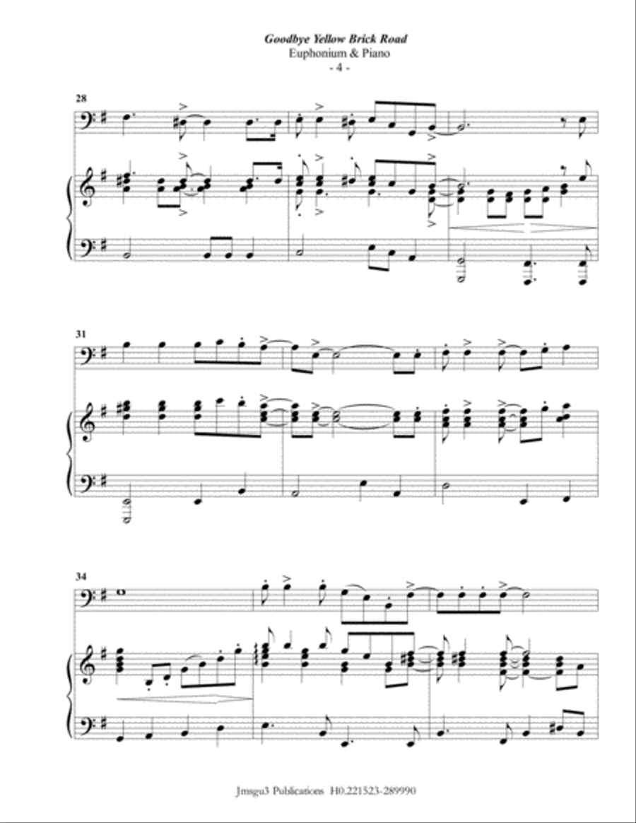 Goodbye Yellow Brick Road Euphonium scores gallery preview page 4