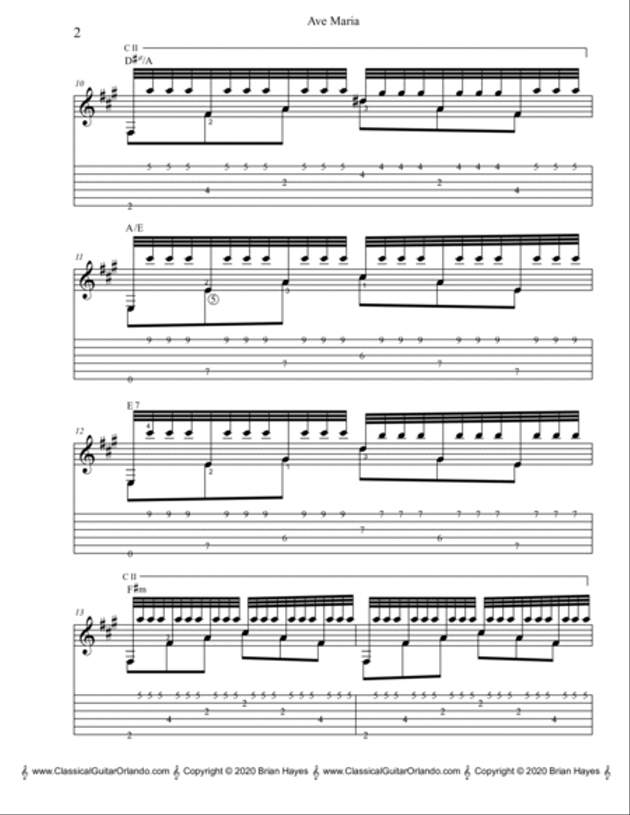 Ave Maria (Schubert) (with Tablature) Classical Guitar scores gallery preview page 3