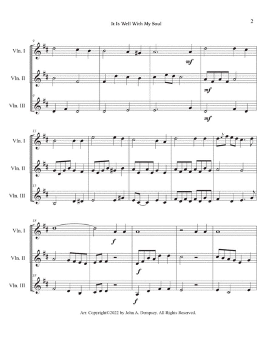 It Is Well With My Soul (Violin Trio) Violin scores gallery preview page 6