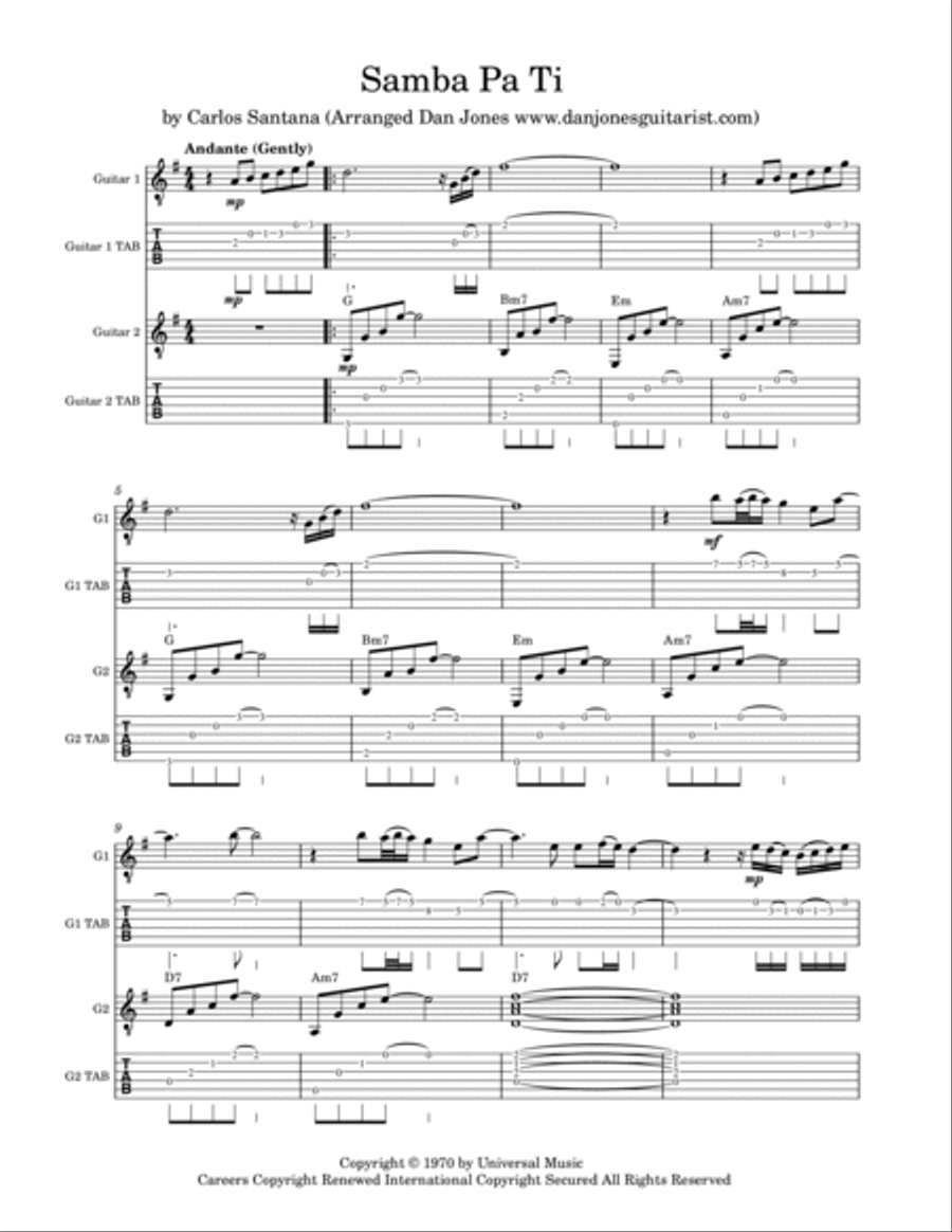Samba Pa Ti Guitar scores gallery preview page 2