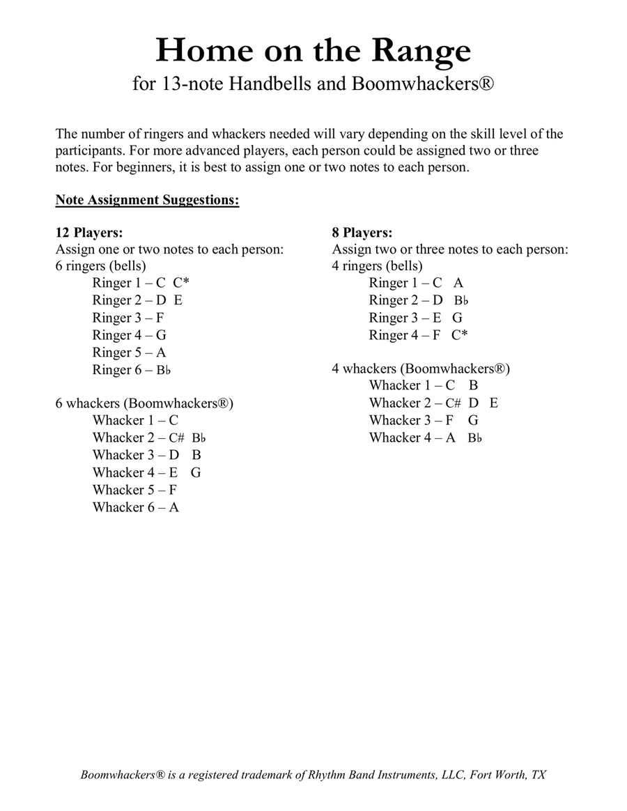 Home on the Range (for 13-note Bells and Boomwhackers with Color Coded Notes) Handbell Choir scores gallery preview page 4