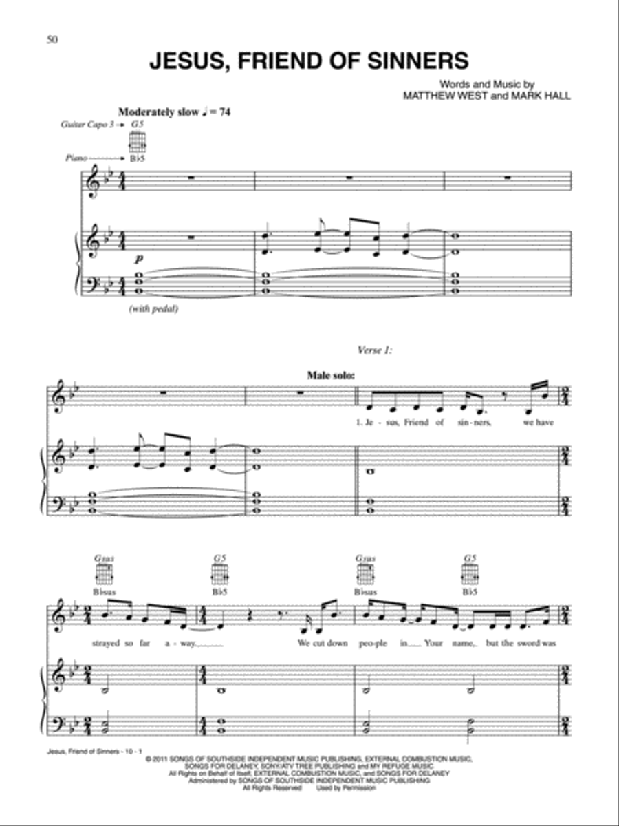 Jesus, Friend of Sinners Jesus, Friend of Sinners Piano, Vocal, Guitar scores gallery preview page 1