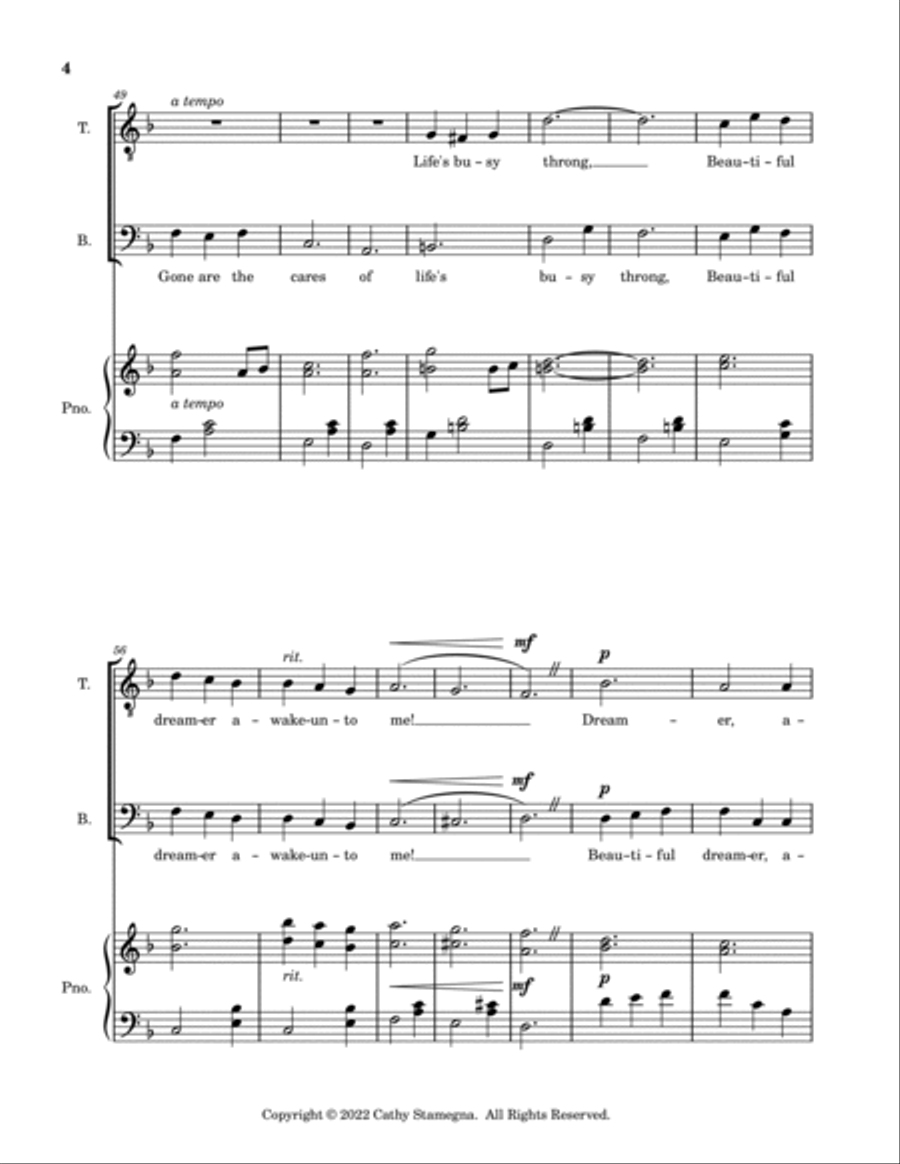 Beautiful Dreamer (TB Duet, Piano Accompaniment) TB scores gallery preview page 5
