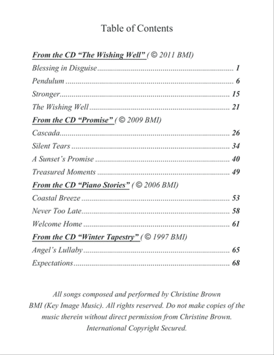 Piano Solos - BEST OF CHRISTINE BROWN Songbook - 2012 Piano Solo scores gallery preview page 2