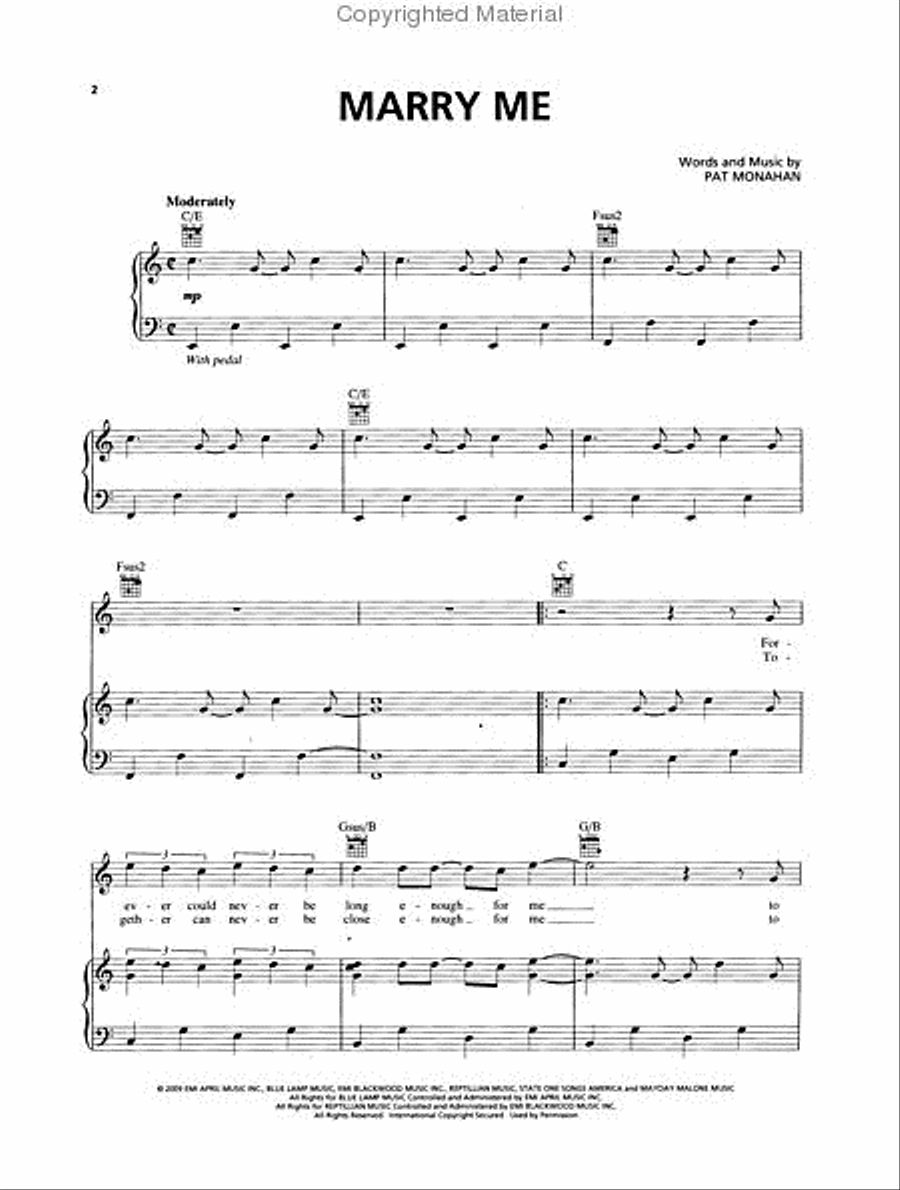 Marry Me Piano, Vocal, Guitar scores gallery preview page 2