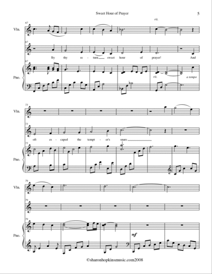 Sweet Hour of Prayer Voice scores gallery preview page 5
