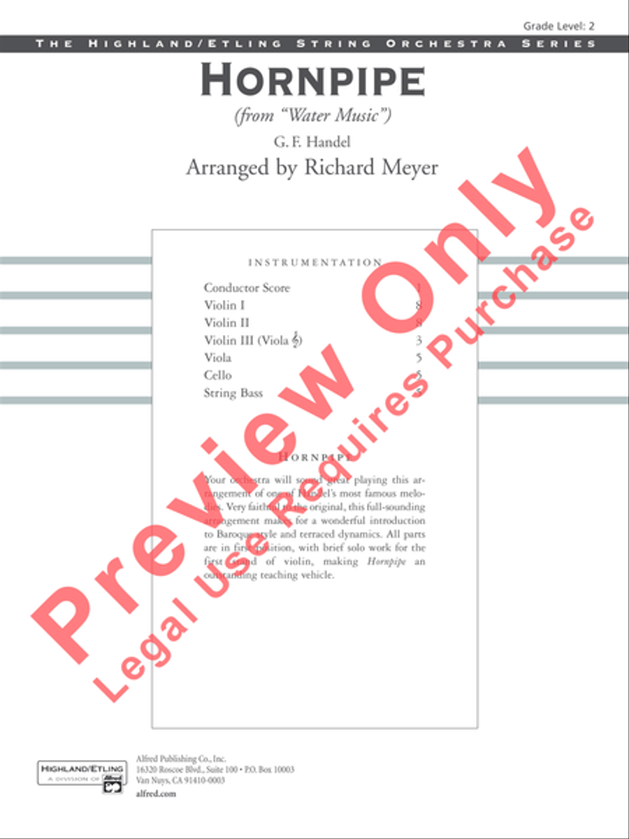Hornpipe (from Water Music) String Orchestra scores gallery preview page 2