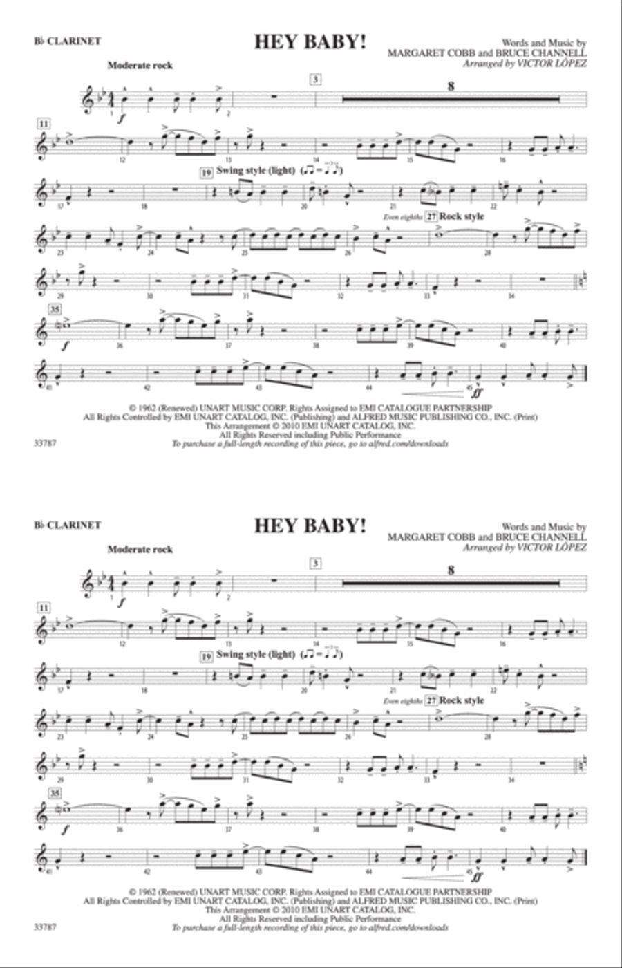 Hey Baby! (from Dirty Dancing): 1st B-flat Clarinet Marching Band scores gallery preview page 1