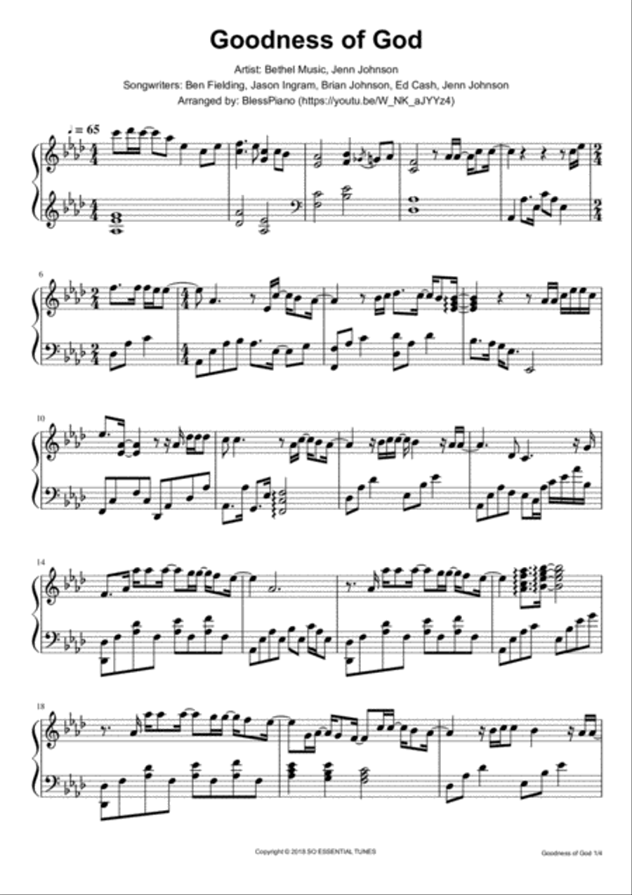 Goodness Of God Piano Solo scores gallery preview page 2